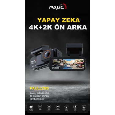 Paul Paul Lens 360PRO 4K Yapay Zekalı 4 Göz Araç Kamerası, Ön Arka Plaka Okuma Sağ Sol Balık Gözü Geniş fiyatı ve görseli