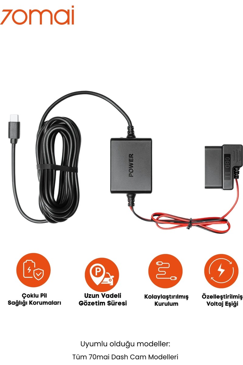 70MAI Obd-Iı Park Gözetim Kablosu (Tüm Type-C Kameralar ile Uyumlu)