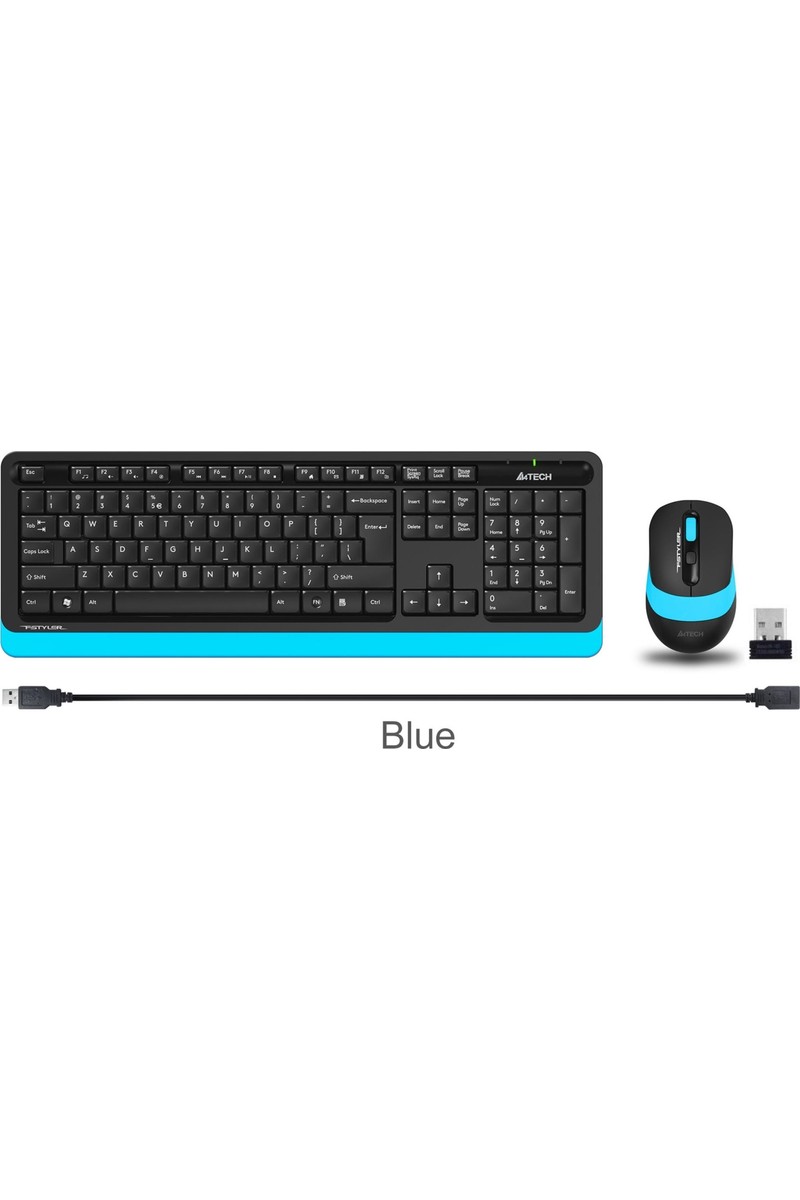 A4Tech A4Tech FG1010 Kablosuz Q Trk Optic Mouse Siyah/Mavi Multimedya Klavye - Mouse Set — 2. ürün görseli