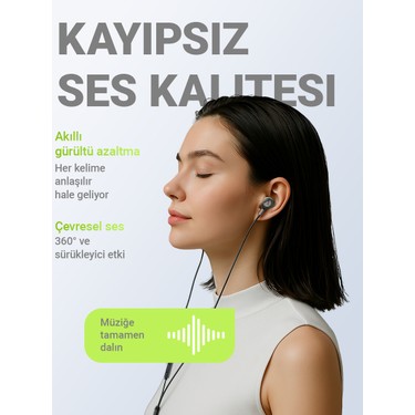 Acefast Acefast 3.5mm Kablolu HD Mikrofonlu Kulaklık Uzaktan Kumandalı Aux Girişli Kulaklık 1.2 Metre - — 4. ürün görseli