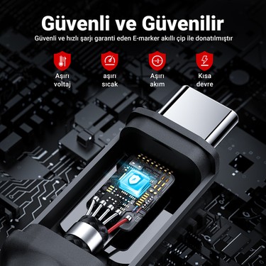 Acefast Acefast USB-C to USB-C 2 Metre Kablo 5A -100W Güç PPS 2.0 - Super Hızlı Şarj - Apple Uyumlu Type-C — 6. ürün görseli