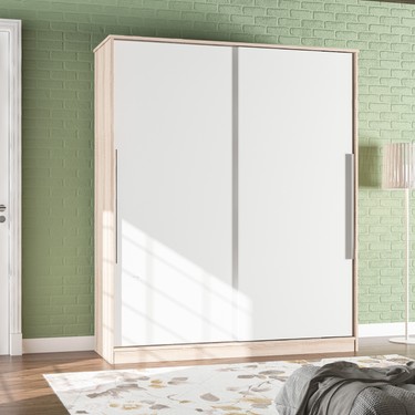 Aeka Aeka Ae-4001 Zambak 2 Çekmeceli Sürgü Kapaklı Gardırop Beyaz Meşe Malzemeden Modern fiyatı ve görseli