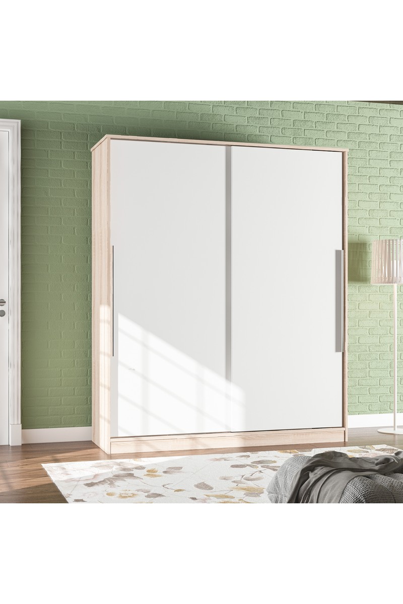 Aeka Aeka Ae-4001 Zambak 2 Çekmeceli Sürgü Kapaklı Gardırop Beyaz Meşe Malzemeden Modern — 6. ürün görseli