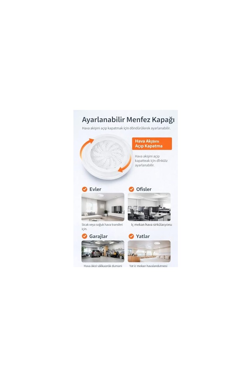 Aesco Aesco Ayarlanabilir Menfez Kapağı, Pencere ve Duvar Için Havalandırma Kapağı, Dönebilir Hava Akış Kontrolü, Plastik Yuvarlak Havalandırma Menfezi, Ev Ofis Garaj Kullanımı — 2. ürün görseli