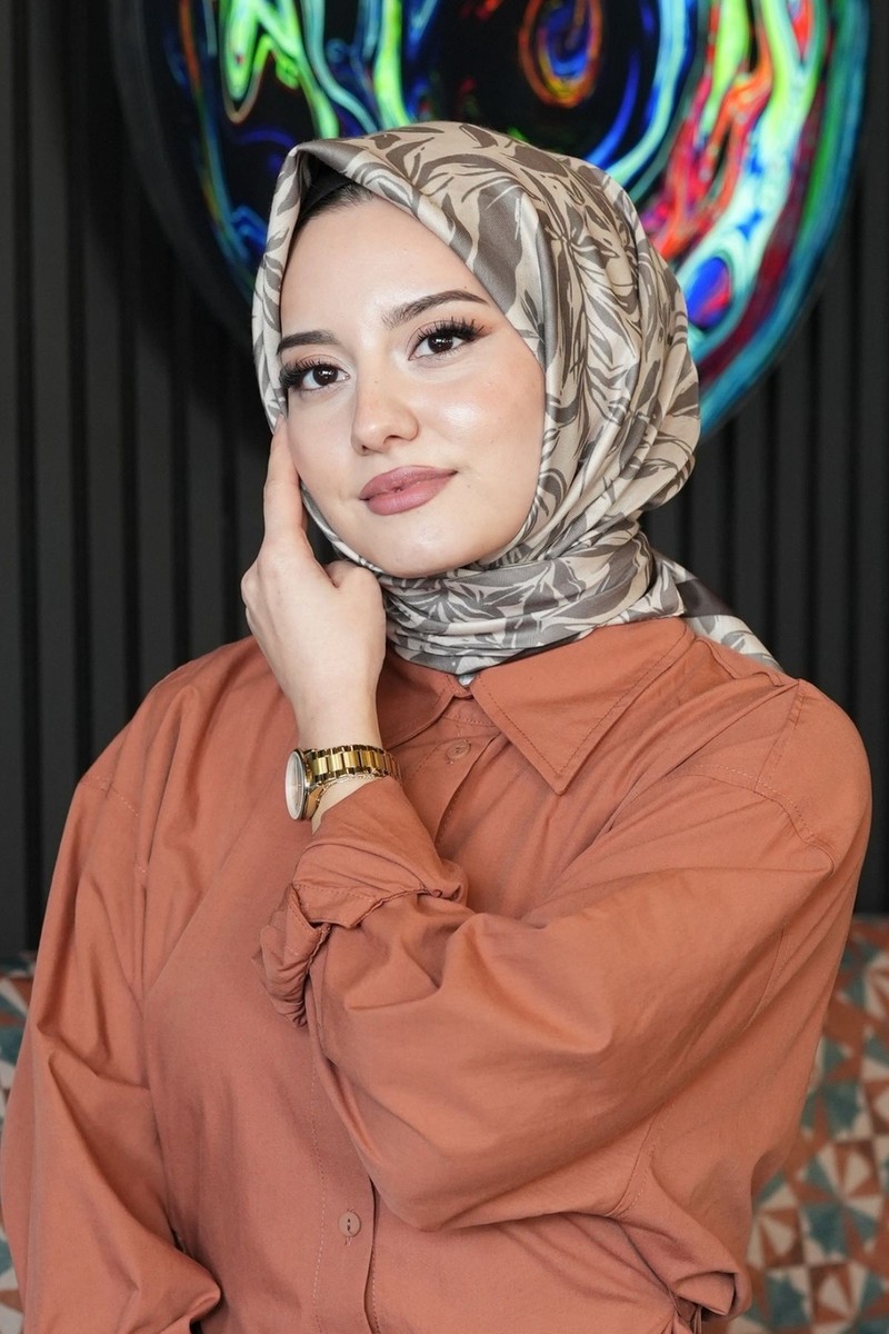 Afvente Afvente Floral Desen Bej Soft Pamuk Eşarp — 2. ürün görseli
