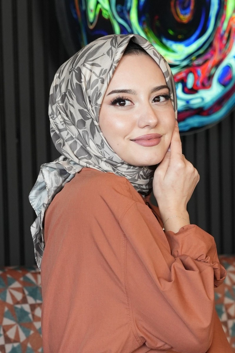 Afvente Afvente Floral Desen Bej Soft Pamuk Eşarp — 3. ürün görseli