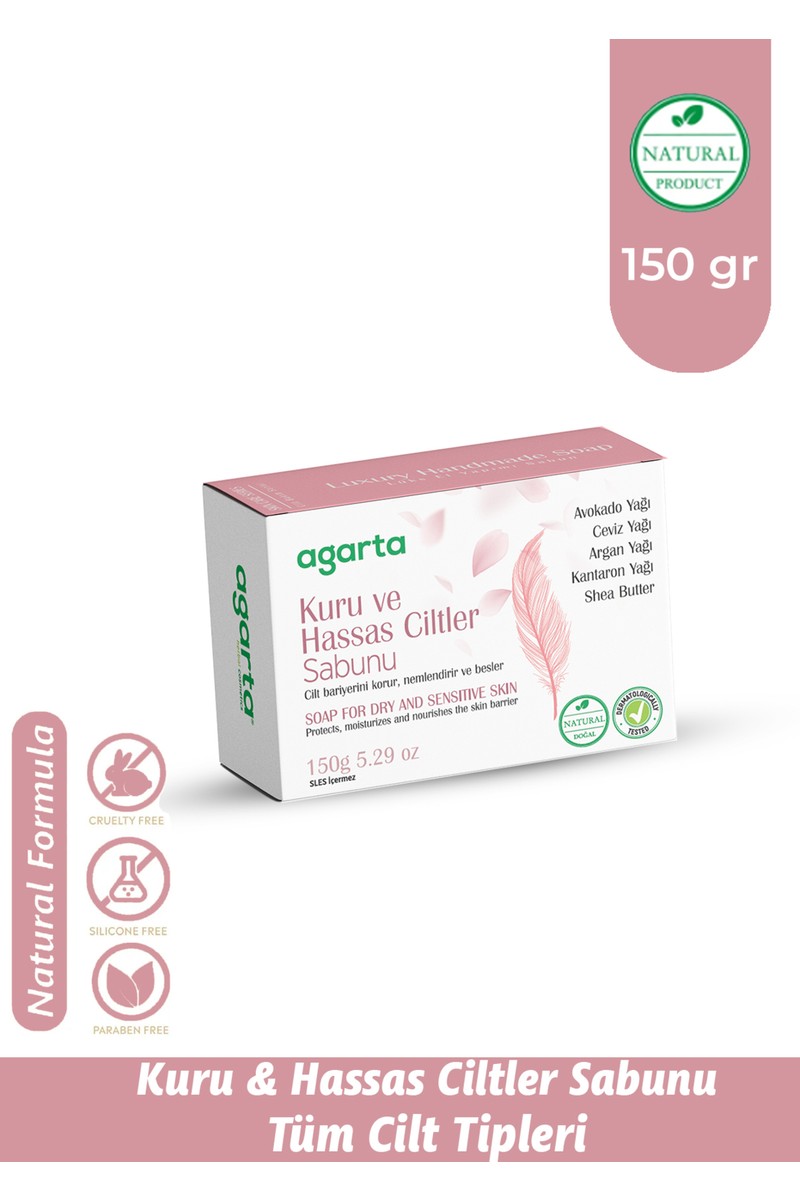 Agarta Agarta Doğal Sabun 150 gr – Kuru ve Hassas Ciltler İçin Yoğun Nemlendirici ve Yatıştırıcı Cilt — 3. ürün görseli