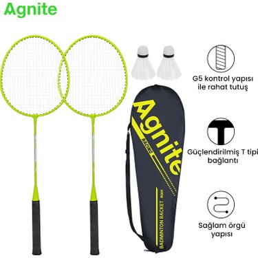 Agnite Agnite Demir Bölünmüş Badminton Raketi 2’li Set 2 Top Dahil Dayanıklı Çelik Gövde fiyatı ve görseli