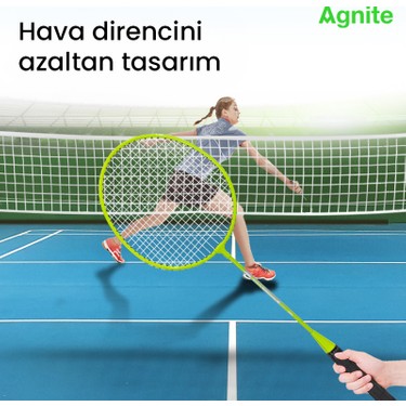 Agnite Agnite Demir Bölünmüş Badminton Raketi 2’li Set 2 Top Dahil Dayanıklı Çelik Gövde — 3. ürün görseli
