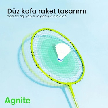 Agnite Agnite Demir Bölünmüş Badminton Raketi 2’li Set 2 Top Dahil Dayanıklı Çelik Gövde — 5. ürün görseli