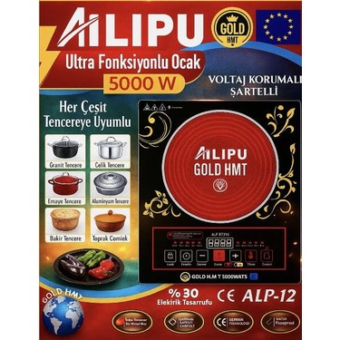 Ailipu Ailipu 5000W Elektrikli Ocak Gold Hmt Tüm Tencerelerle Uyumlu Dokunmatik fiyatı ve görseli