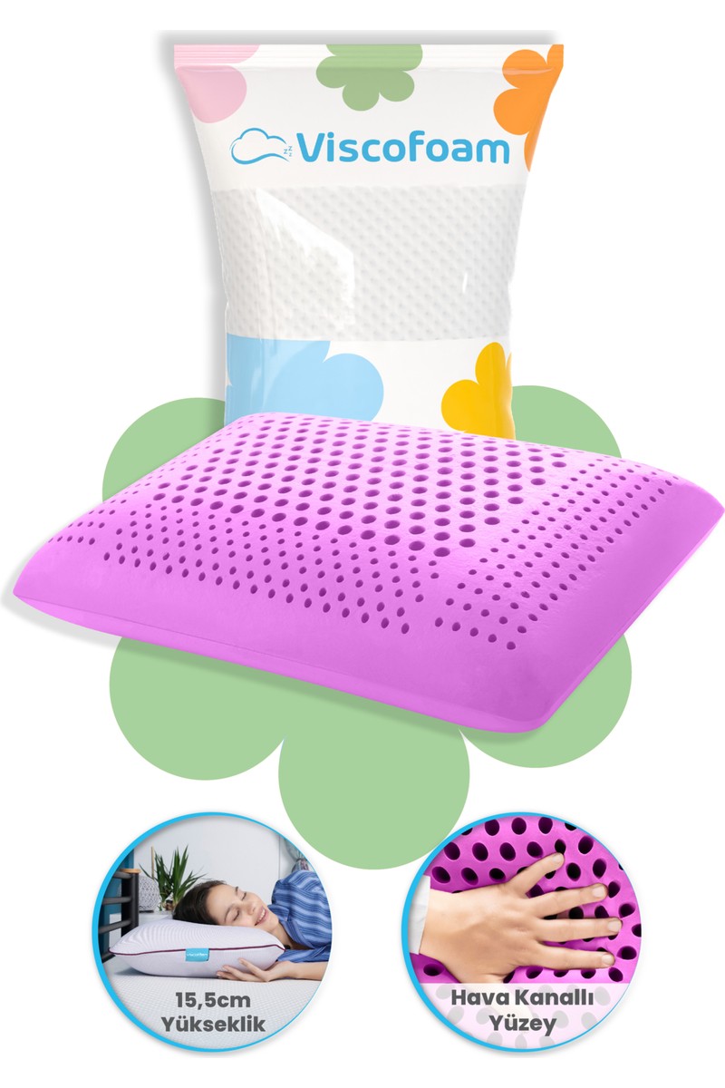 Viscofoam Air Terapi Hava Kanallı Ortopedik Yastık Visco Yastık Mor — 3. ürün görseli