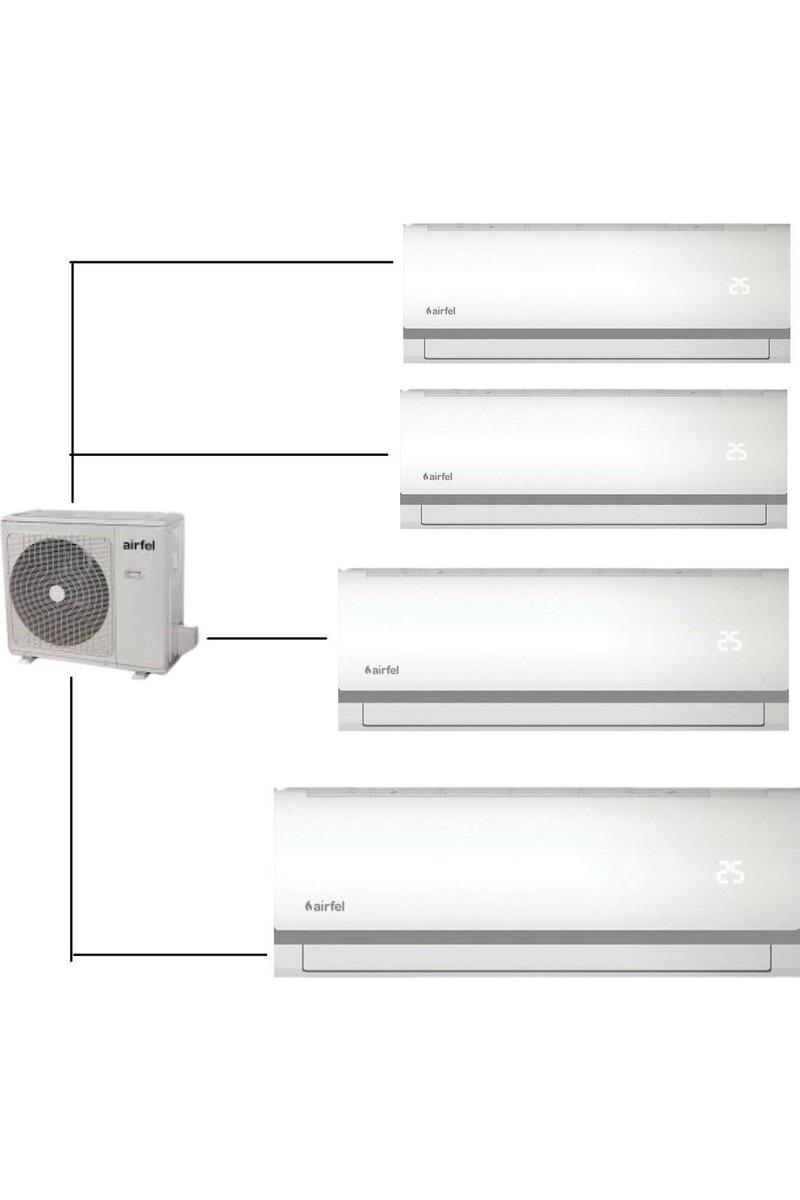 Airfel 1 Dış Ünite + 4 iç Ünite 9+9+12+24 LMX125N A++ 42000 BTU Multi Inverter Klima