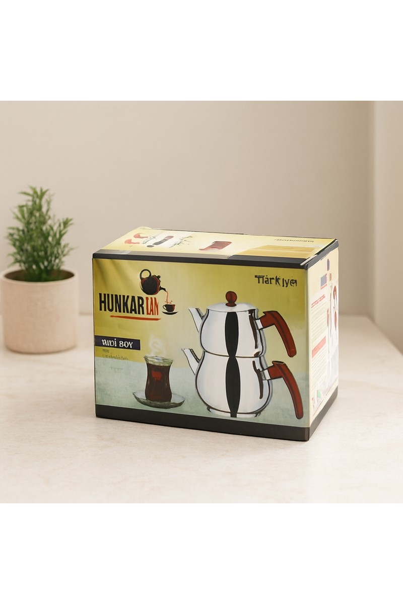 Akıllı Bayi Midi Boy Çelik Çaydanlık Seti - Kendinden Süzgeçli Renkli Bakalit Kulplu (0.5L/0.75L) Aby