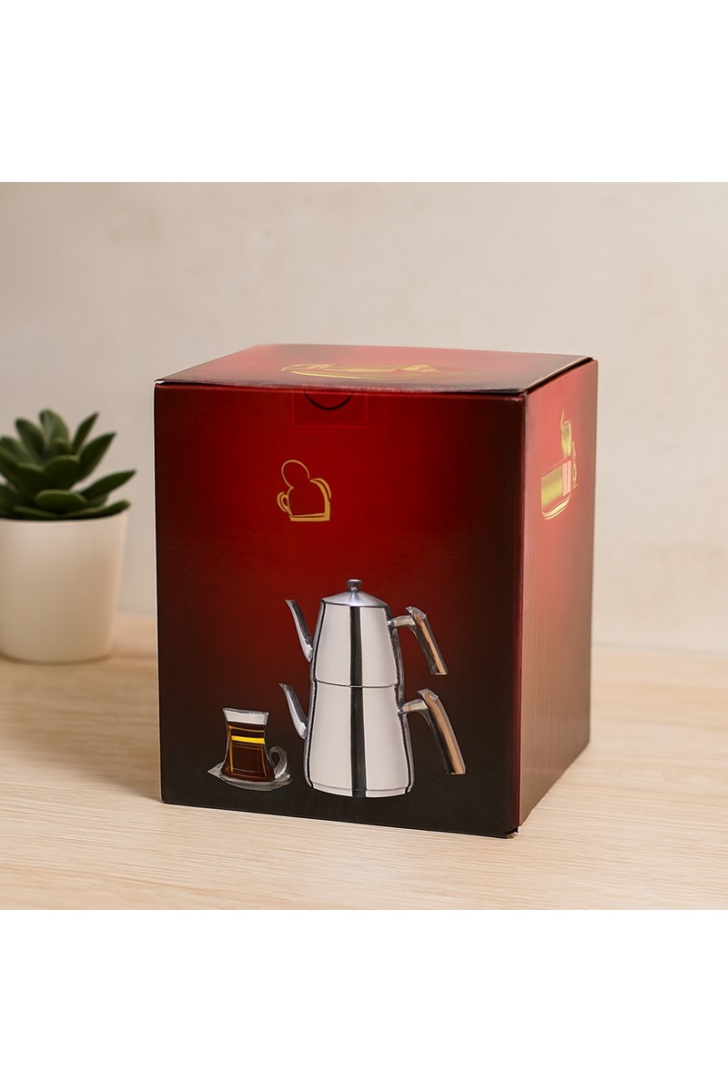 Akıllı Bayi Mini Çelik Çaydanlık Seti (0.9l + 1.5l) Kendinden Süzgeçli Aby