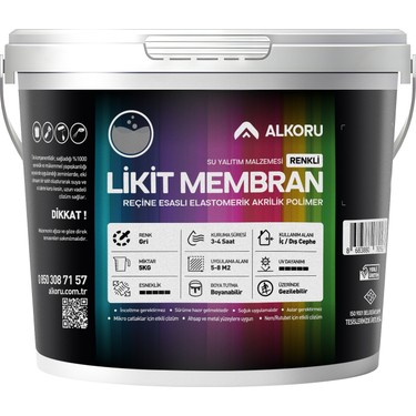 Alkoru Alkoru Renkli Reçine Esaslı Gri Likit Membran 5 kg Su Yalıtım Malzemesi Yüksek fiyatı ve görseli