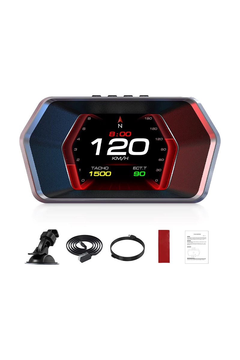 Ally P17 Hud Obd2 & Gps Çift Sistemli Araç Bilgisayarı | Dijital Kilometre, Su ve Yağ Sıcaklığı Ölçer, Hız & Alarm Göstergeli Oto Elektroniği