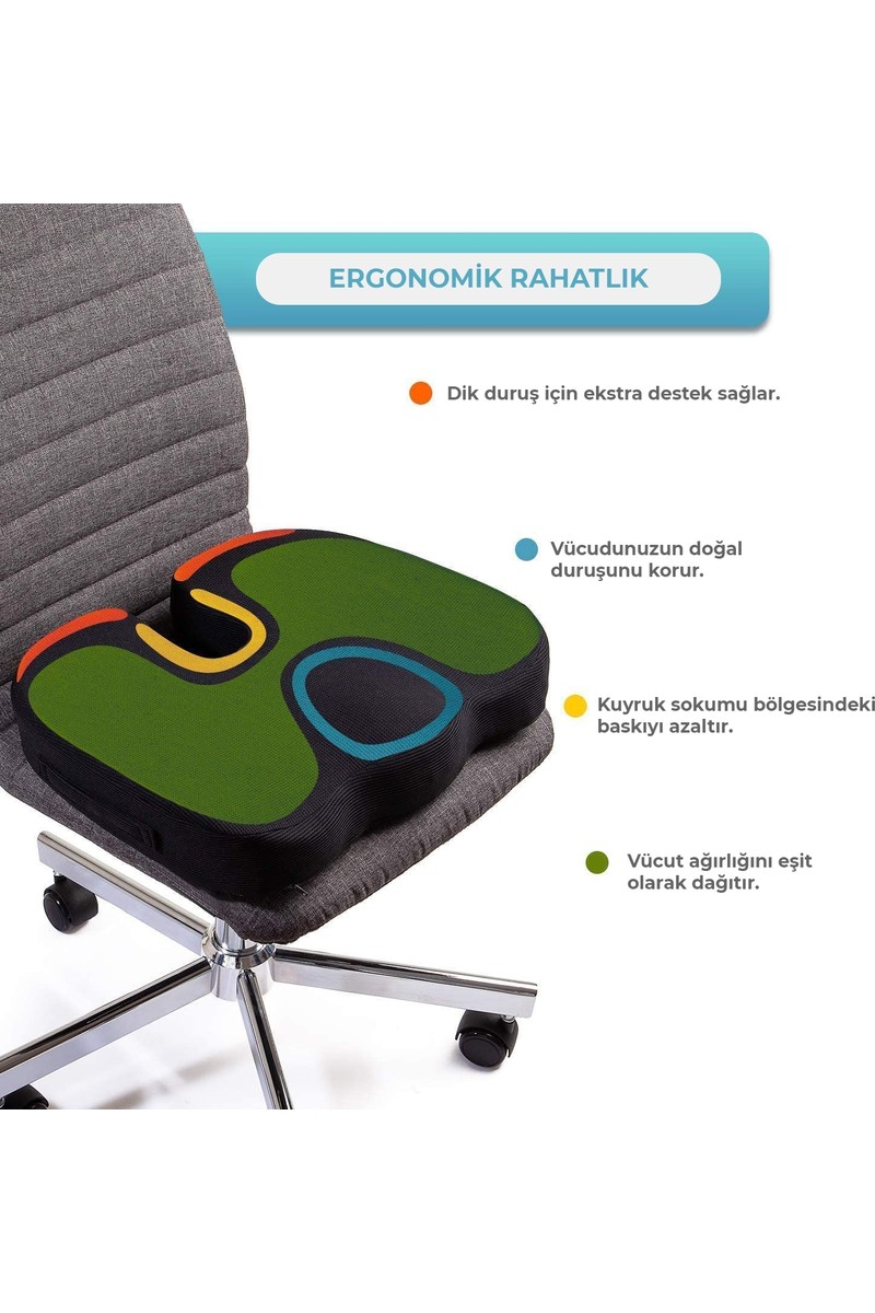 Anka Anka Wood Visco Cocix Ofis Oturma Minderi, Uzun Süre Kullanım için Sırt ve Boyun Destekli — 2. ürün görseli