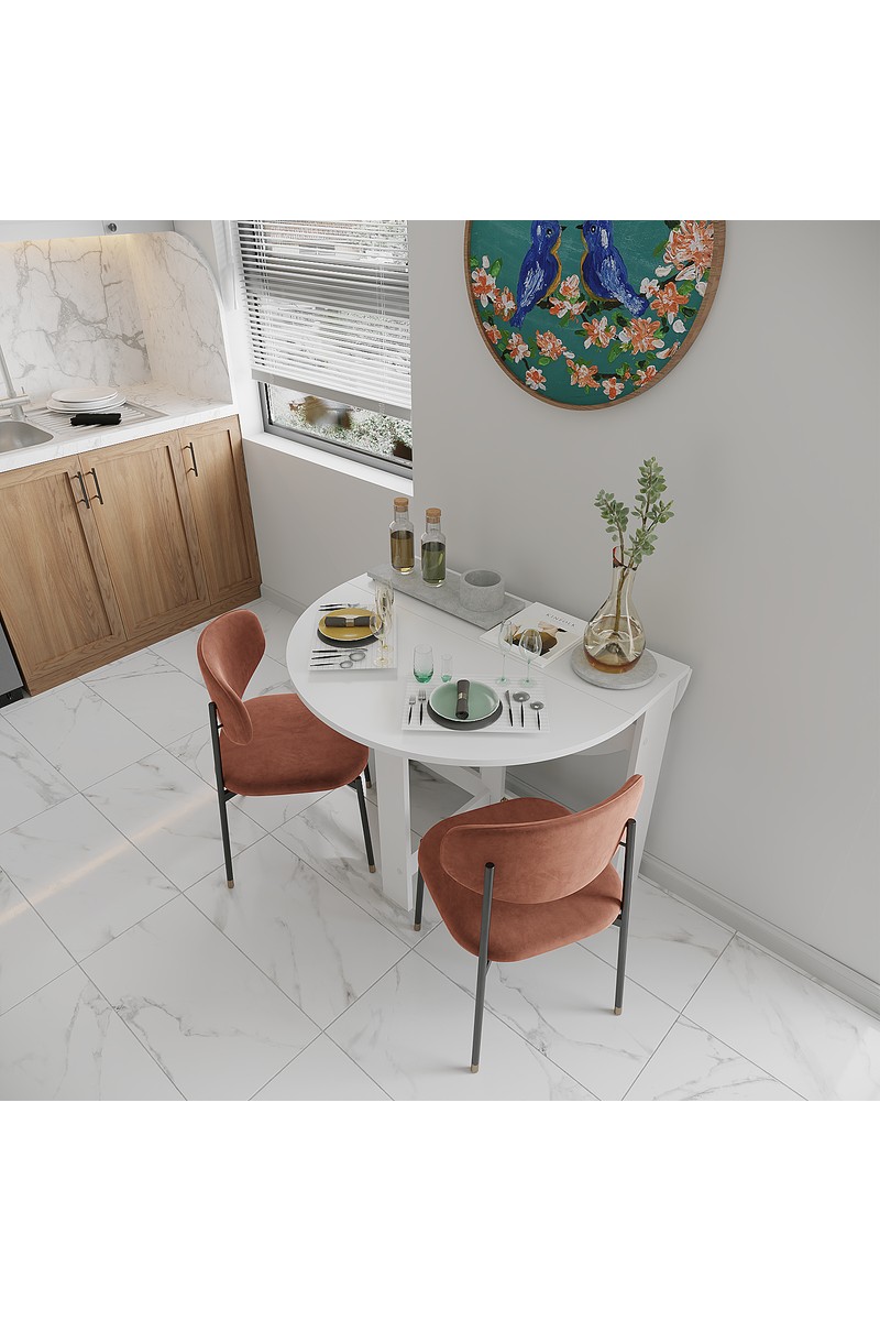 Ankara Ankara Orman Ürünleri Pratik Katlanır - Açılır Kapanır Yuvarlak Mutfak Yemek Çalışma Masası - 6 Kişilik - %100 Mdf — 2. ürün görseli