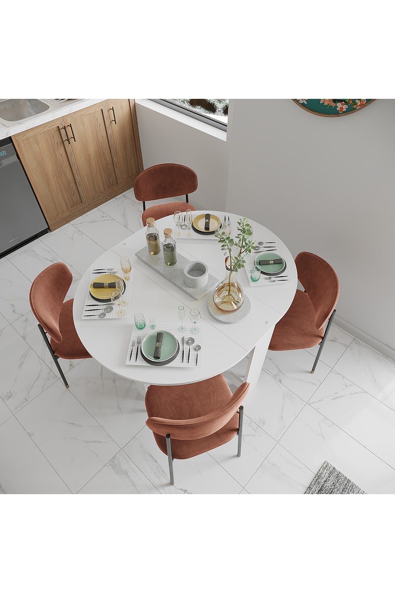 Ankara Ankara Orman Ürünleri Pratik Katlanır - Açılır Kapanır Yuvarlak Mutfak Yemek Çalışma Masası - 6 Kişilik - %100 Mdf — 3. ürün görseli