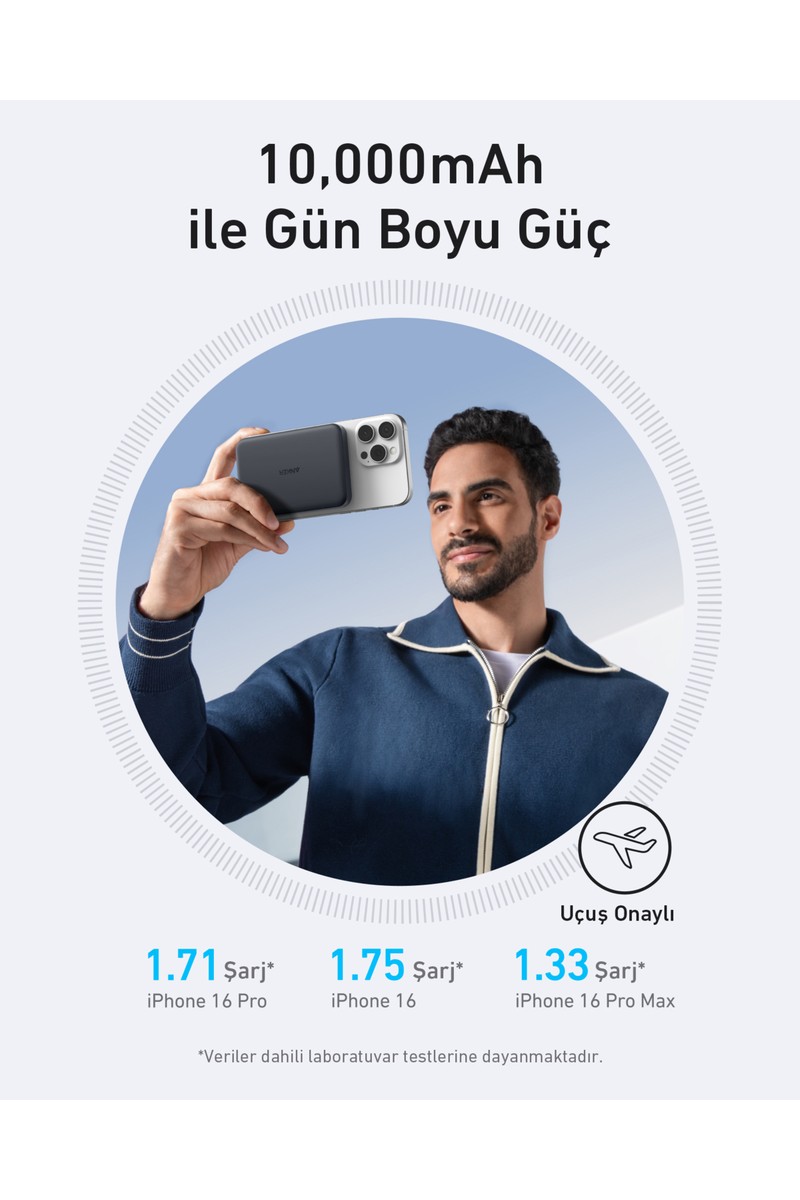 Anker Anker MagGo 10.000 mAh Powerbank, Manyetik Kablosuz Şarj, Siyah - A1664 — 3. ürün görseli