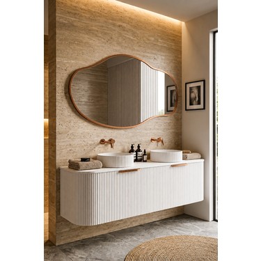 Ant Home Ant Home Asimetrik Ayna, Çerçeveli Ayna, Duvar Aynası, Konsol Aynası, Banyo Aynası, Çerçeveli — 6. ürün görseli