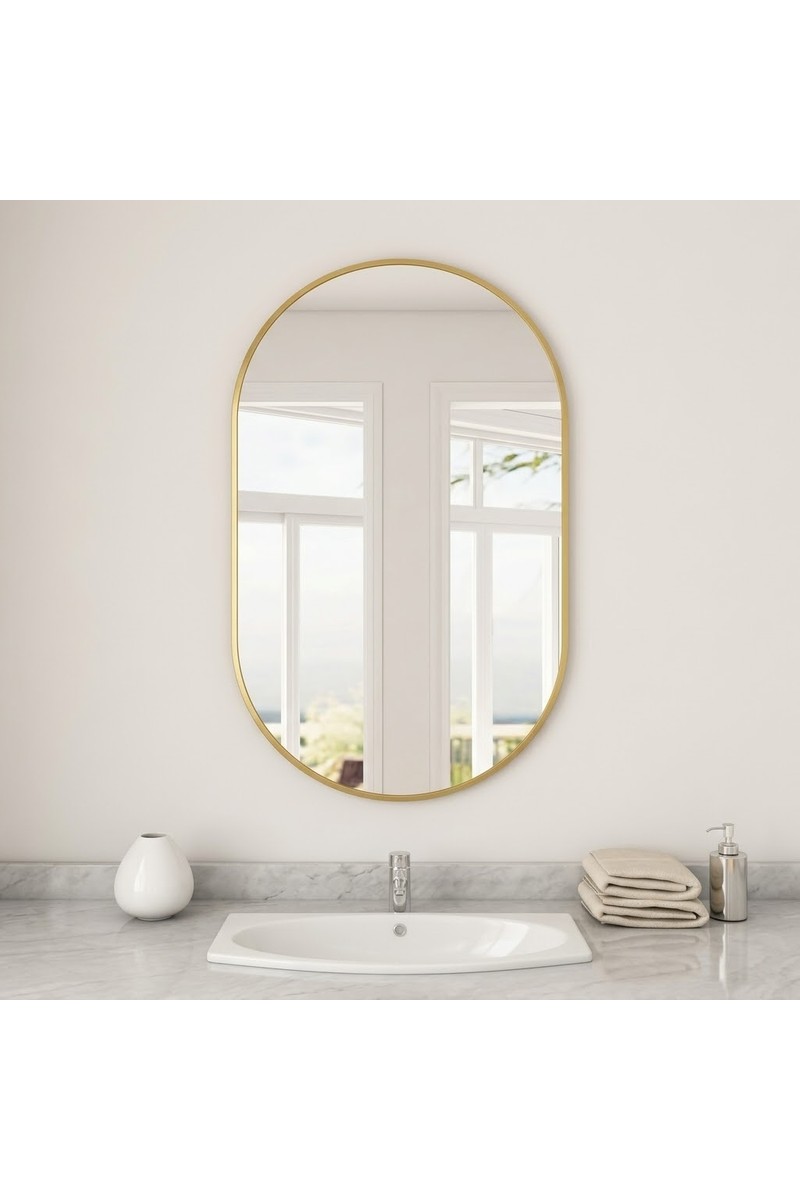 Ant Home Dekoratif Ayna, Elips Çerçeveli Ayna, Konsol Aynası, Duvar Aynası, Elips Ayna 40X25 CM