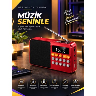Apricot Apricot AP-R2 Taşınabilir Bluetooth Radyo Kırmızı 3 Watt Özellikli Nostalji fiyatı ve görseli