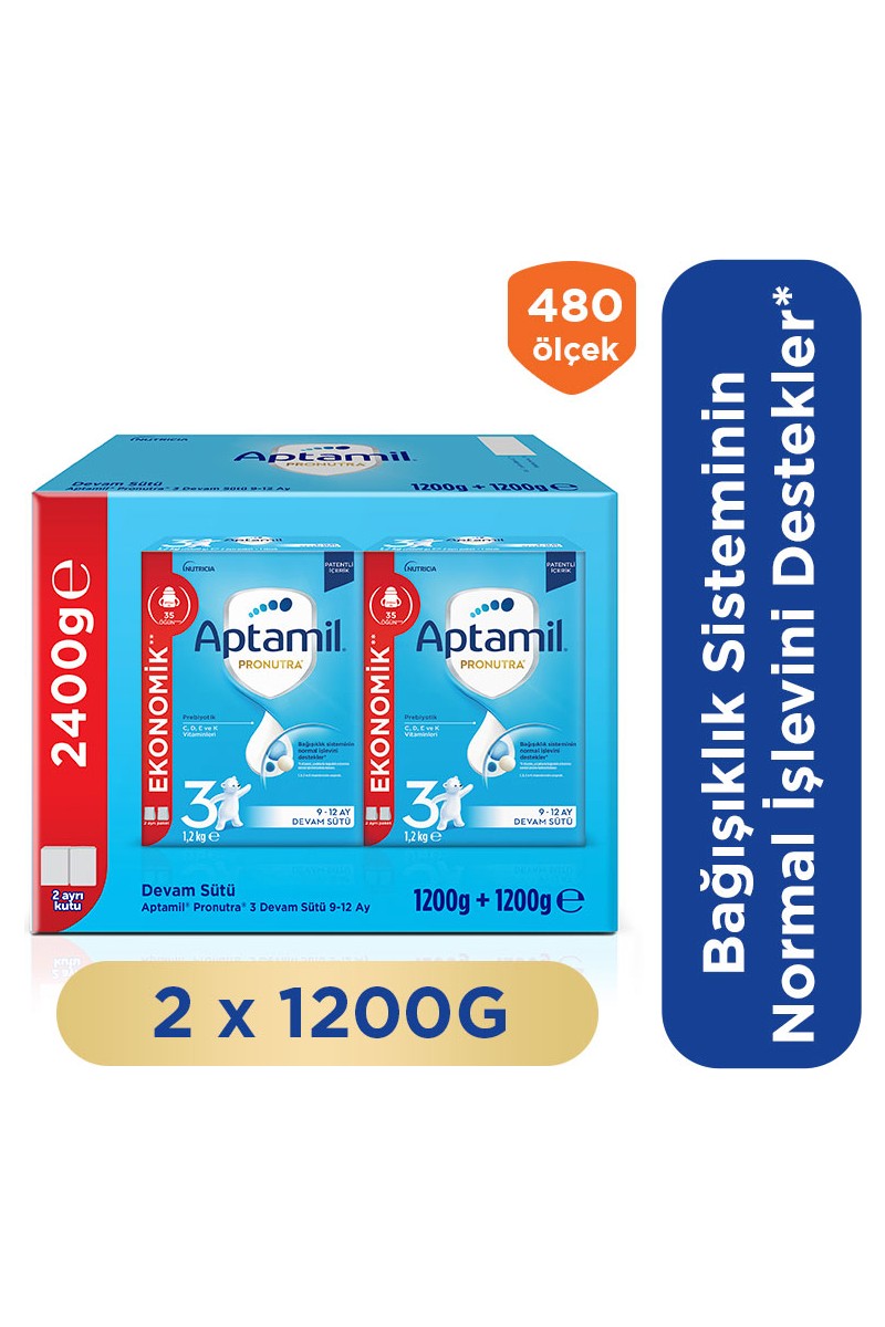 Aptamil 3 Prebiyotikli Devam Sütü 1200 Gr x 2 Adet 2400 Gr