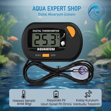 Aqua Expert Aqua Expert Akvaryum Dijital Termometre - Kablolu - Hassas Ölçüm - Uzun Süre Pil Ömrü - Dayanıklı fiyatı ve görseli