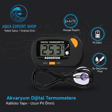 Aqua Expert Aqua Expert Akvaryum Dijital Termometre - Kablolu - Hassas Ölçüm - Uzun Süre Pil Ömrü - Dayanıklı — 2. ürün görseli