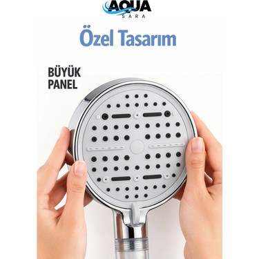 Aqua Sara Aqua Sara 6 Fonksiyonlu Filtreli Duş Başlığı Krom Renk (10ADET Yedek Filtre)| Su Arıtmalı, Klor ve — 3. ürün görseli