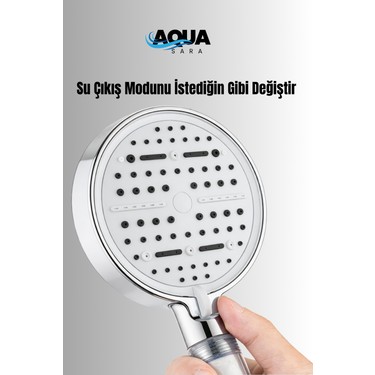 Aqua Sara Aqua Sara 6 Fonksiyonlu Filtreli Duş Başlığı Krom Renk (10ADET Yedek Filtre)| Su Arıtmalı, Klor ve — 5. ürün görseli