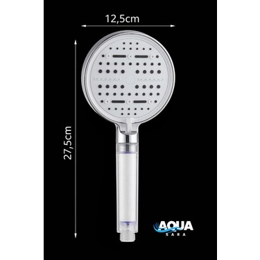 Aqua Sara Aqua Sara 6 Fonksiyonlu Filtreli Duş Başlığı Krom Renk (10ADET Yedek Filtre)| Su Arıtmalı, Klor ve — 6. ürün görseli