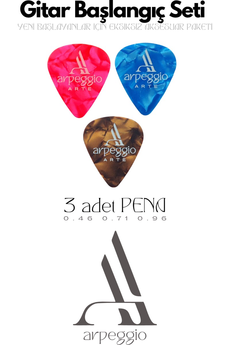 Arpeggio Arpeggio Arte Gitar Başlangıç Seti | Burgu Çevirici, Kapo, 3 Adet Pena, Taşıma Çantası, Pena Şarjörü — 3. ürün görseli