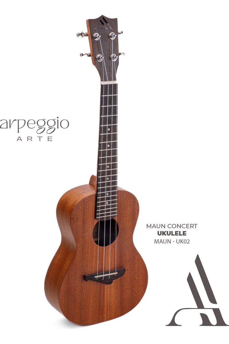 Arpeggio Arpeggio Arte UK02 Maun Kaplama Concert Ukulele – Başlangıç ve Hobi Için – Siyah Kılıf Dahil — 2. ürün görseli