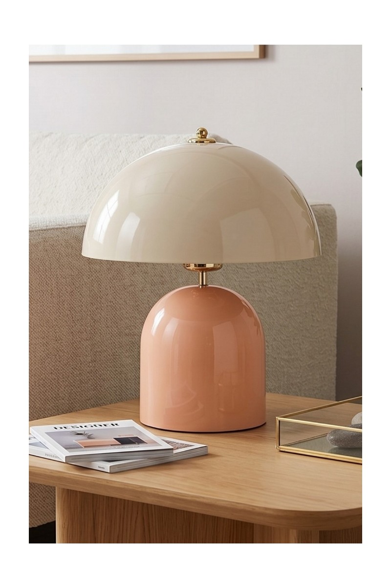 Art&Gift Art&Gift Candy Mantar Başlıklı Metal Abajur Somon Krem Banker Masa Lambası Okuma Işığı — 2. ürün görseli