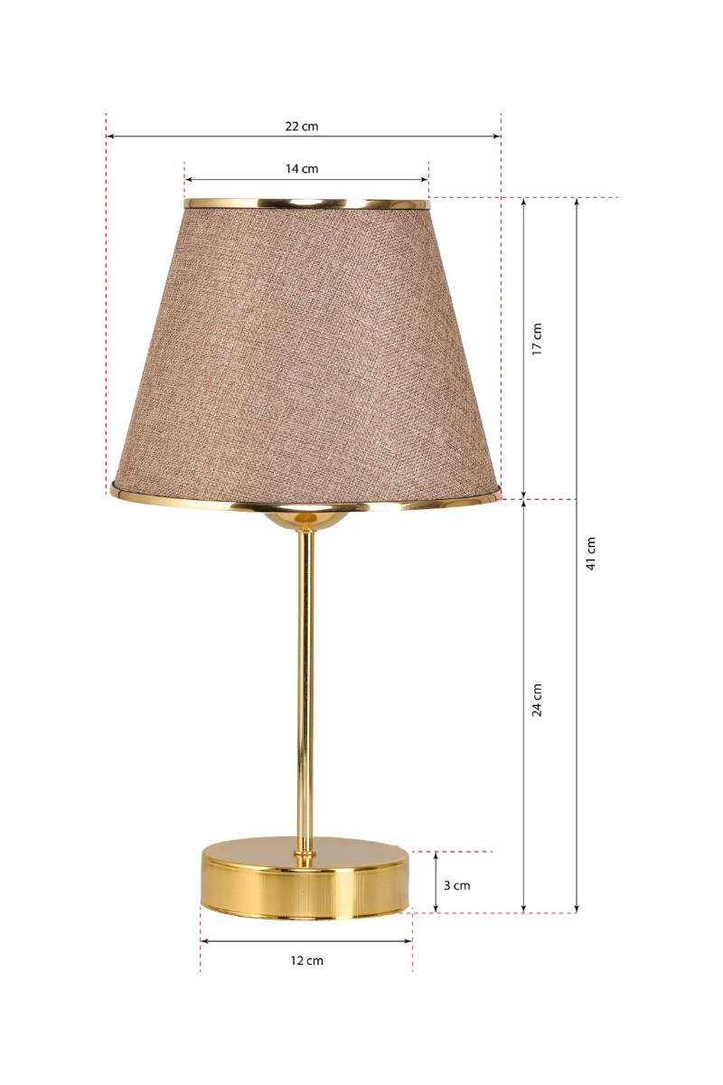 Art&Gift Art&Gift Star Gold Ayaklı Abajur Şeritli Kumbeji Kumaş Başlık Yatak Odası Salon Masa Lambası 2 Adet — 3. ürün görseli