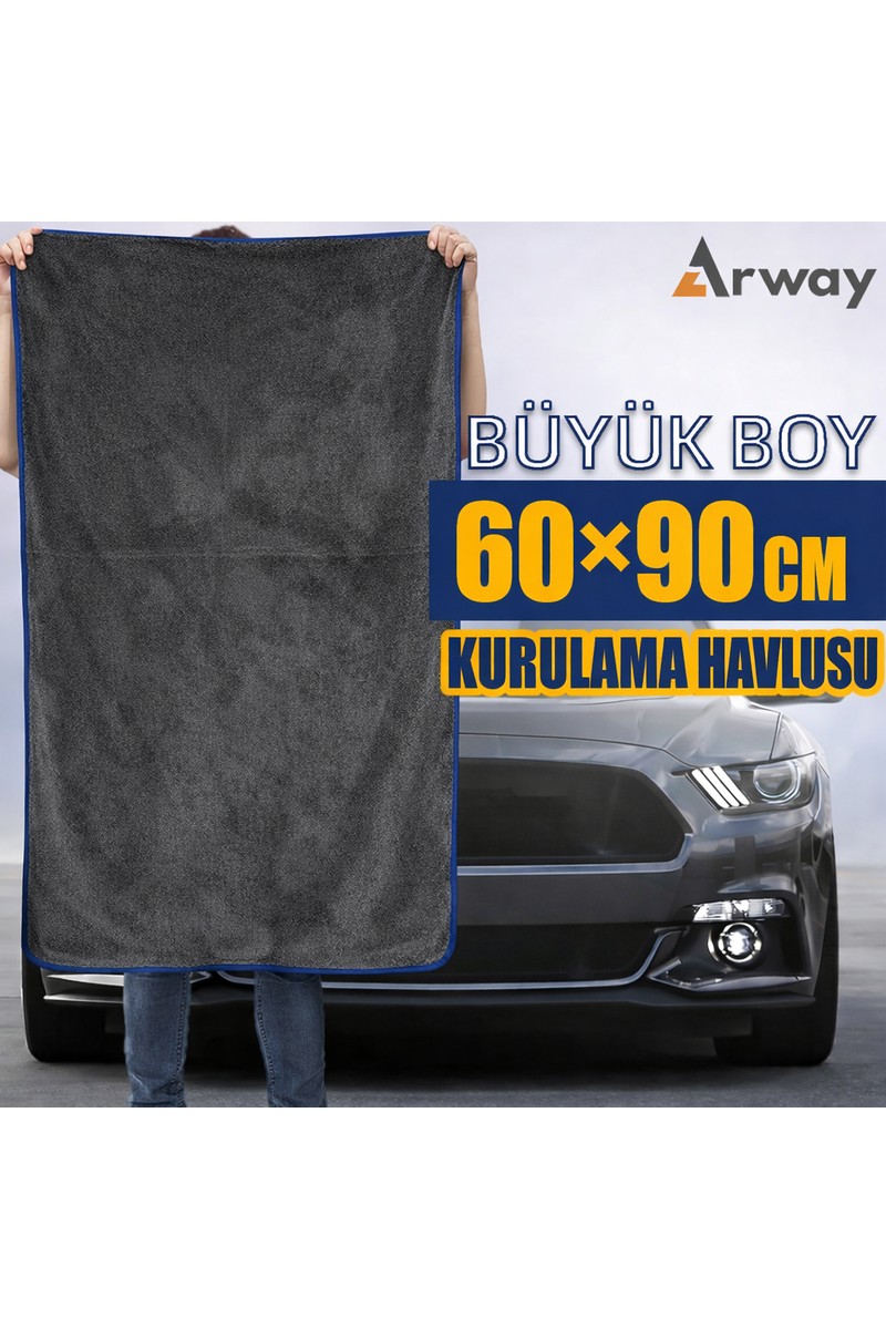 Arway Arway Ultra Su Emici XL (60×90 Cm) 600 GSM Mikrofiber Araç Kurulama Havlusu – Çiziksiz & iz Bırakmaz — 3. ürün görseli
