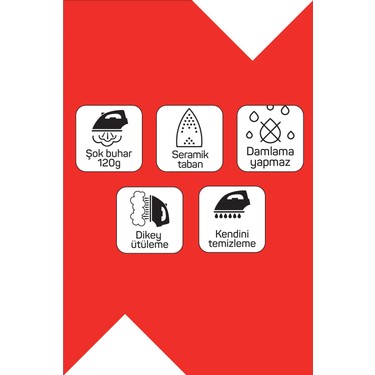 Arzum Arzum AR684 Olivya Buharlı Ütü 2400W, Seramik Taban, Dikey Buhar, Şok Buhar, Damlama Önleme, — 6. ürün görseli