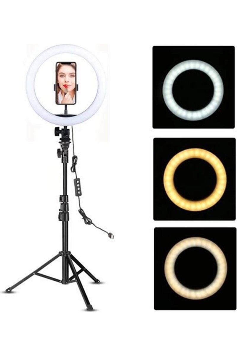 Asfal Asfal 10" Halka LED 210 cm Tripodlu Youtuber Video Selfie Stüdyo Makyaj Tiktok Işığı Ring Light — 2. ürün görseli