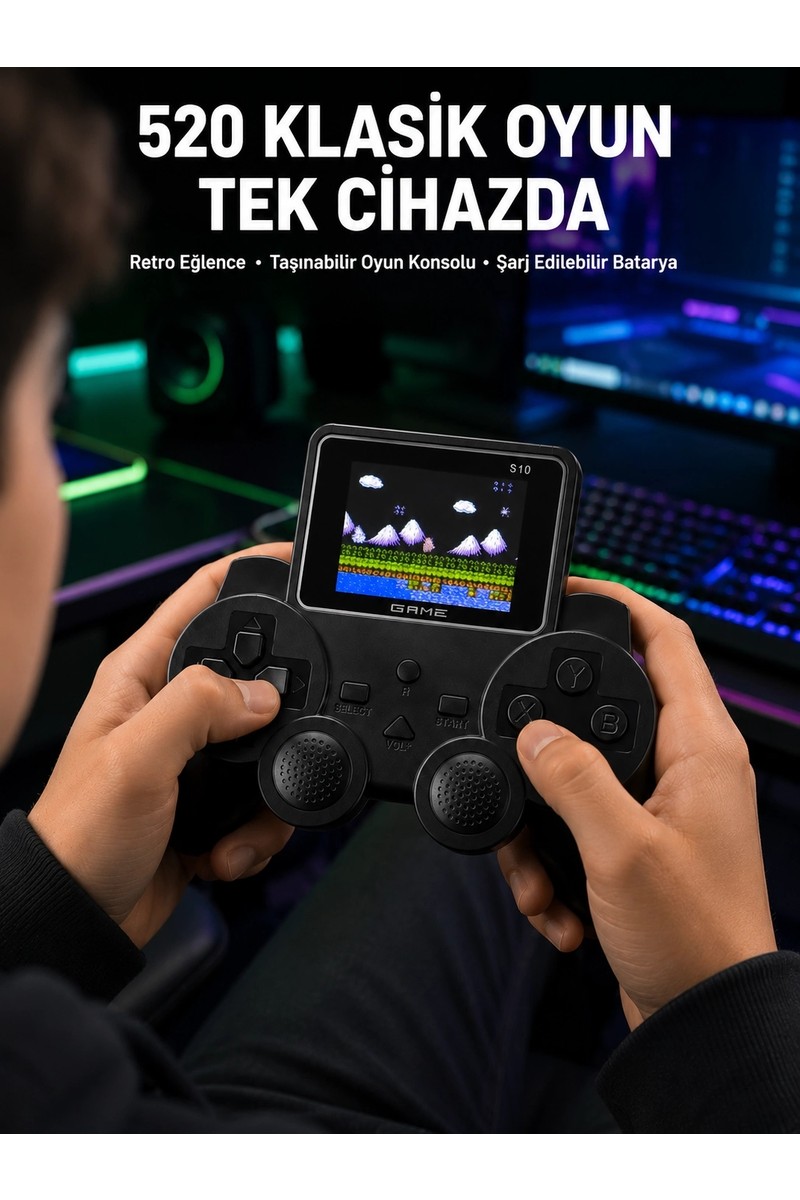 Aslanoğlu Store Mey Ithalat® 520 Oyunlu Taşınabilir El Oyun Konsolu Tv Bağlantılı Şarjlı Gamepad