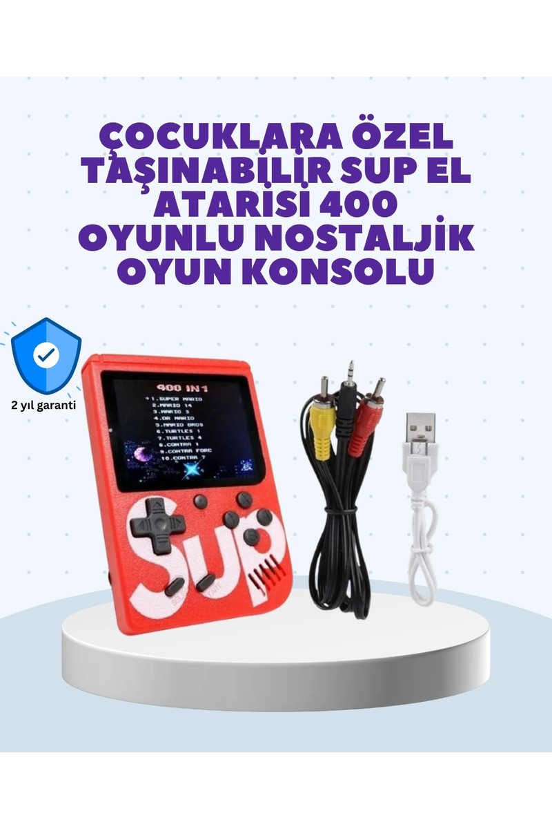 Aslanoğlu Store Mey Ithalat® Şarjlı Taşınabilir El Oyun Konsolu 400 Oyun