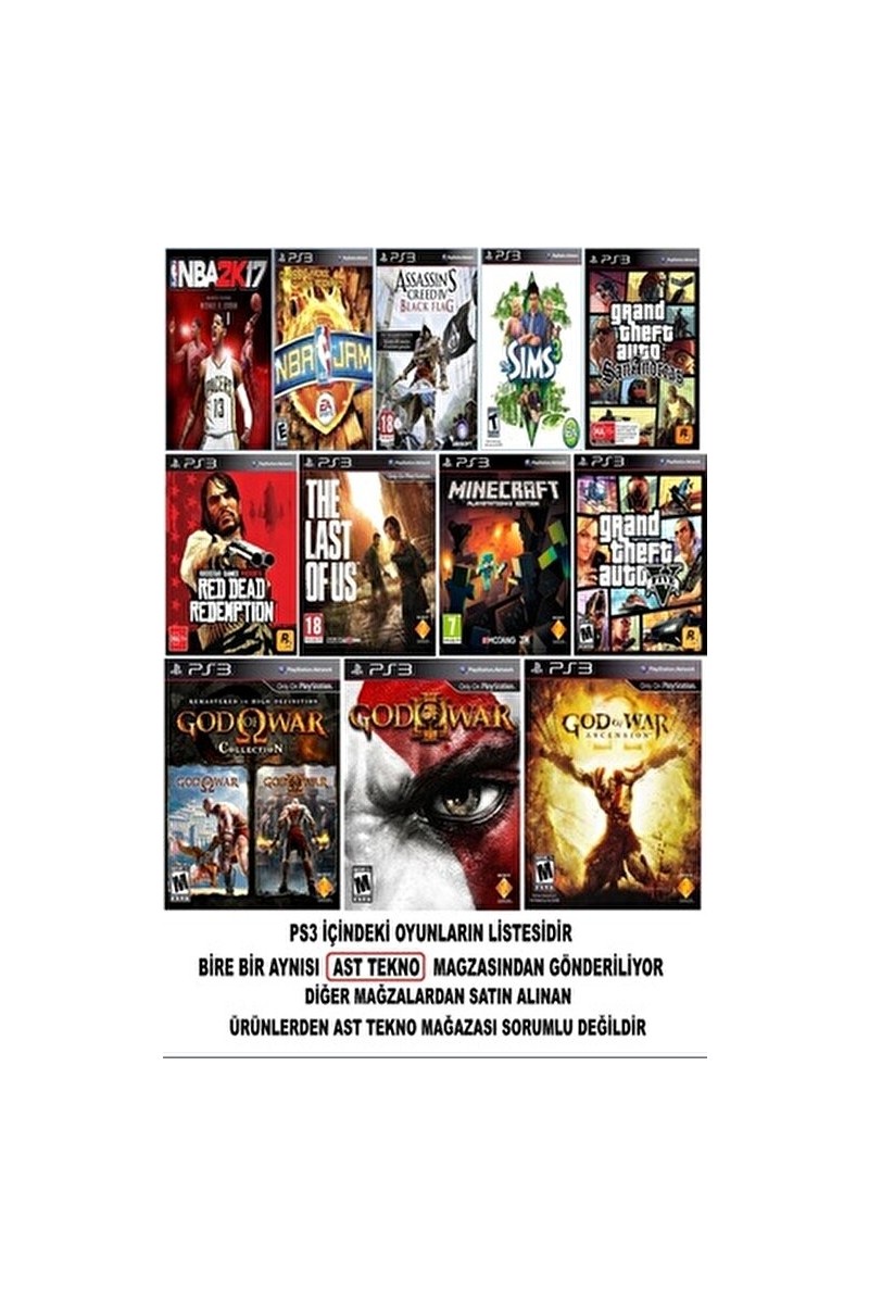 AST AST Sony Playstation 3 Slim 500 GB 2 Kablosuz Kol ve 40 Dijital Oyun ile Yüksek Performanslı Yenilenmiş Oyun Konsolu — 2. ürün görseli
