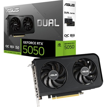 Asus ASUS DUAL-RTX5050-O8G-NVIDIA-GEFORCE-RTX 5050-8GB GDDR6-128bit-2677MHz-HDMI-3xDP-DLSS4 EKRAN fiyatı ve görseli
