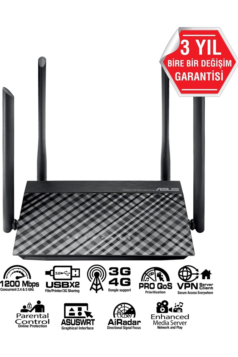 ASUS RT-AC1200 AC1200 WiFi5 Dual-Band Router