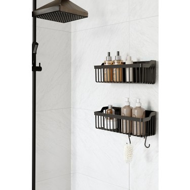 Ata Home Ata Home Banyor Paslanmayan Yapışkanlı Banyo Rafı, 2'li Banyo Düzenleyici, Duş Şampuanlık, fiyatı ve görseli