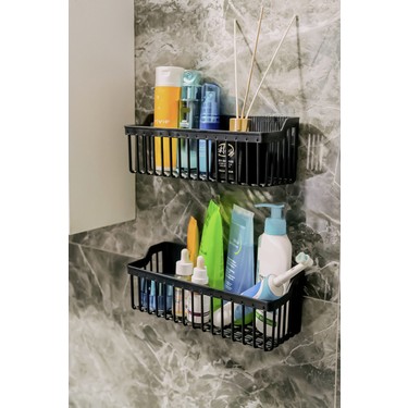 Ata Home Ata Home Banyor Paslanmayan Yapışkanlı Banyo Rafı, 2'li Banyo Düzenleyici, Duş Şampuanlık, — 2. ürün görseli