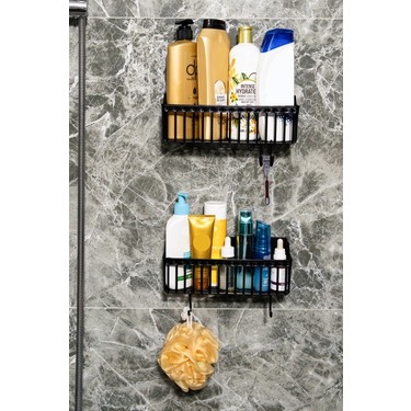 Ata Home Ata Home Banyor Paslanmayan Yapışkanlı Banyo Rafı, 2'li Banyo Düzenleyici, Duş Şampuanlık, — 3. ürün görseli