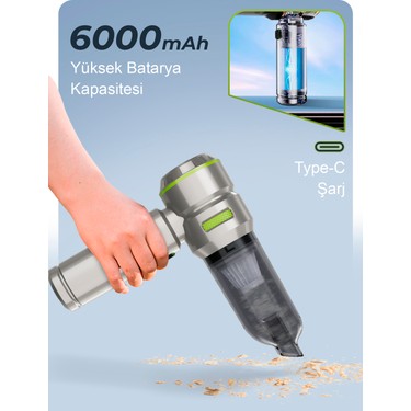Auhma Auhma Ahv-02 Kablosuz Araç Içi Süpürge Yeşil | 17000PA Güçlü Vakum | Fırçasız Motor | Üfleme & — 3. ürün görseli